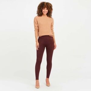 NWT SPANX Faux Suede Dark Terracotta Leggings Size M